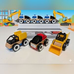 IKEA LILLABO Wooden Toy Car Lot - 6pc Police Squad & Construction Set